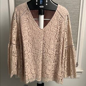 Sundance Lace V-Neck Blouse - Rose